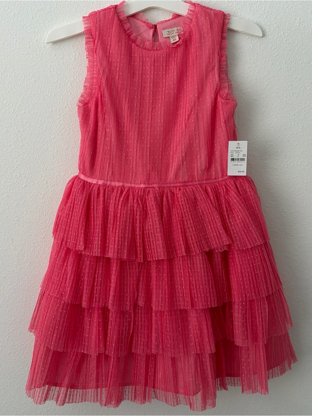 Girls' Pink Layered Tulle Dress